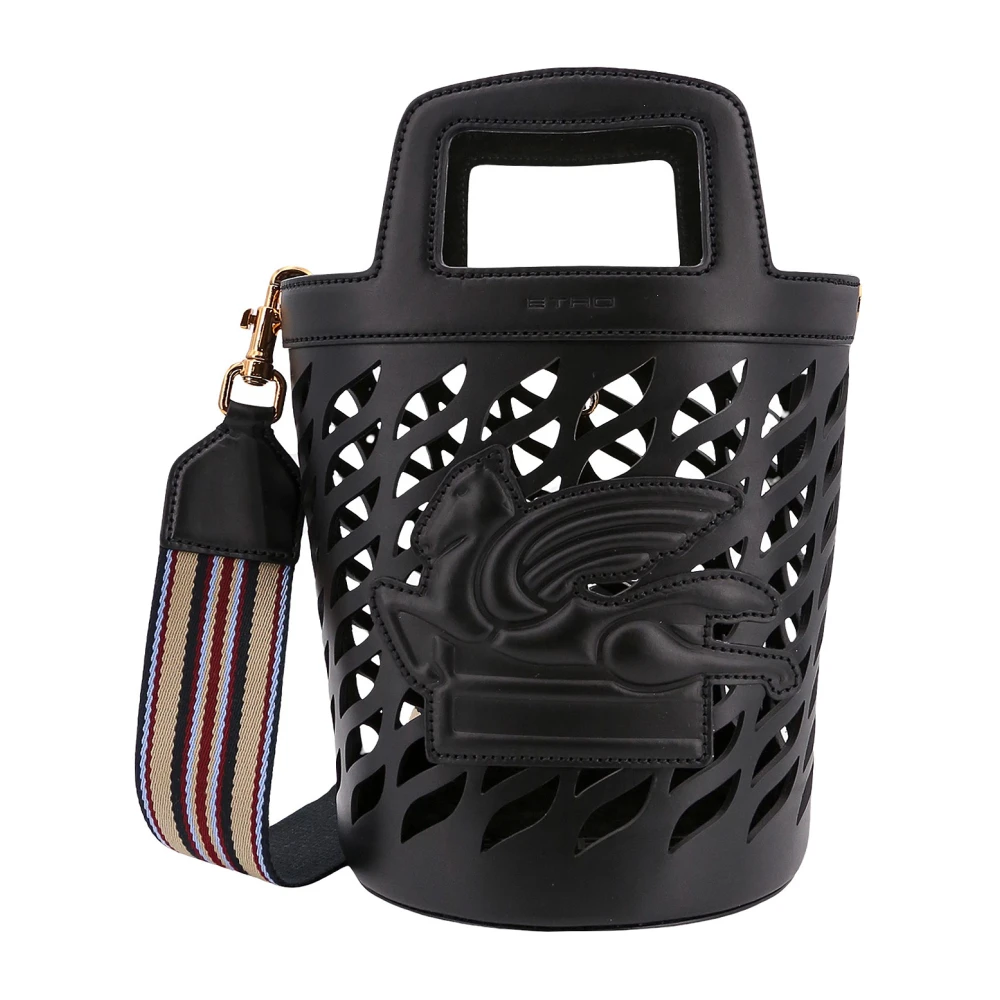 ETRO Zwarte Leren Bucket Tas Rugzak Black Dames