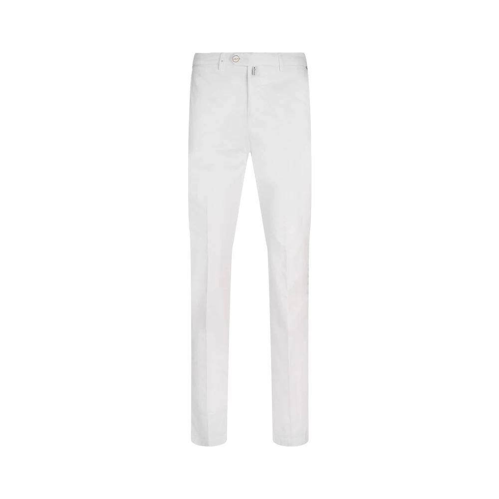 Kiton Witte Katoen Elastaan Blend Broek White Heren
