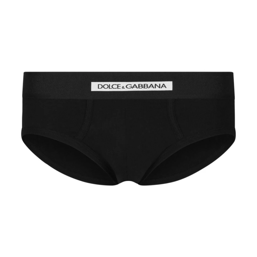 Dolce & Gabbana Elastische Briefs met Contrasterend Logo Black Heren