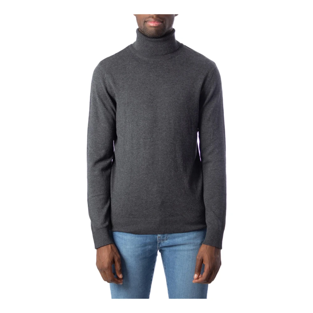 Jack & Jones Men's Gray Turtlenecks,, Blue Long Sleeve Knitwear Small