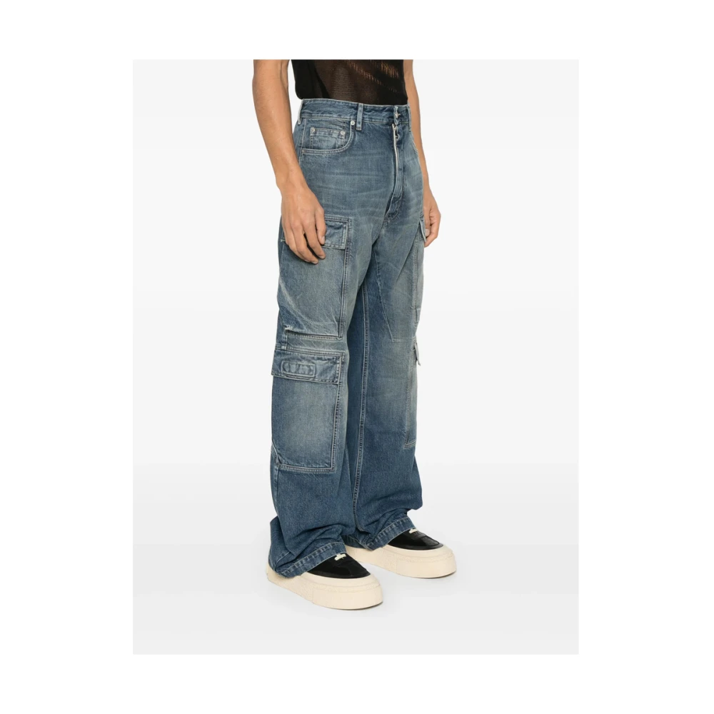 Rick Owens Indigo Blauwe Cargo Jeans Blue Heren