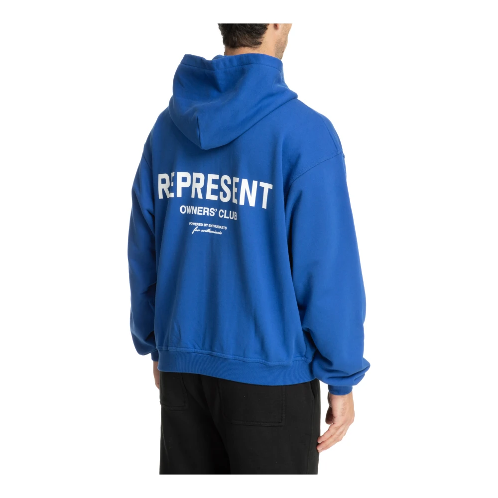 Represent Gestreepte Rits Hoodie met Logo Zakken Blue Heren