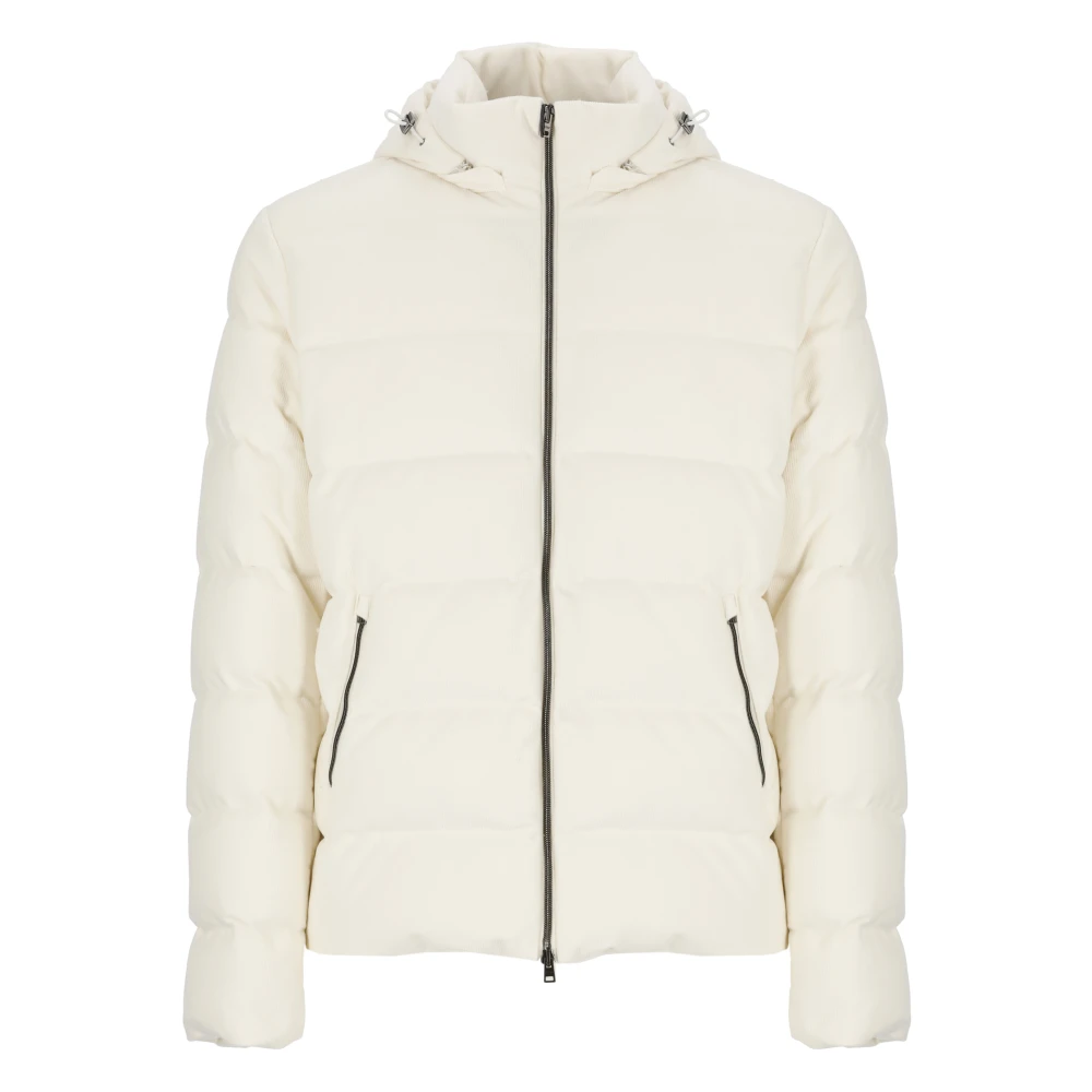 Herno Ribfluwelen Donsjas met Capuchon Beige Heren