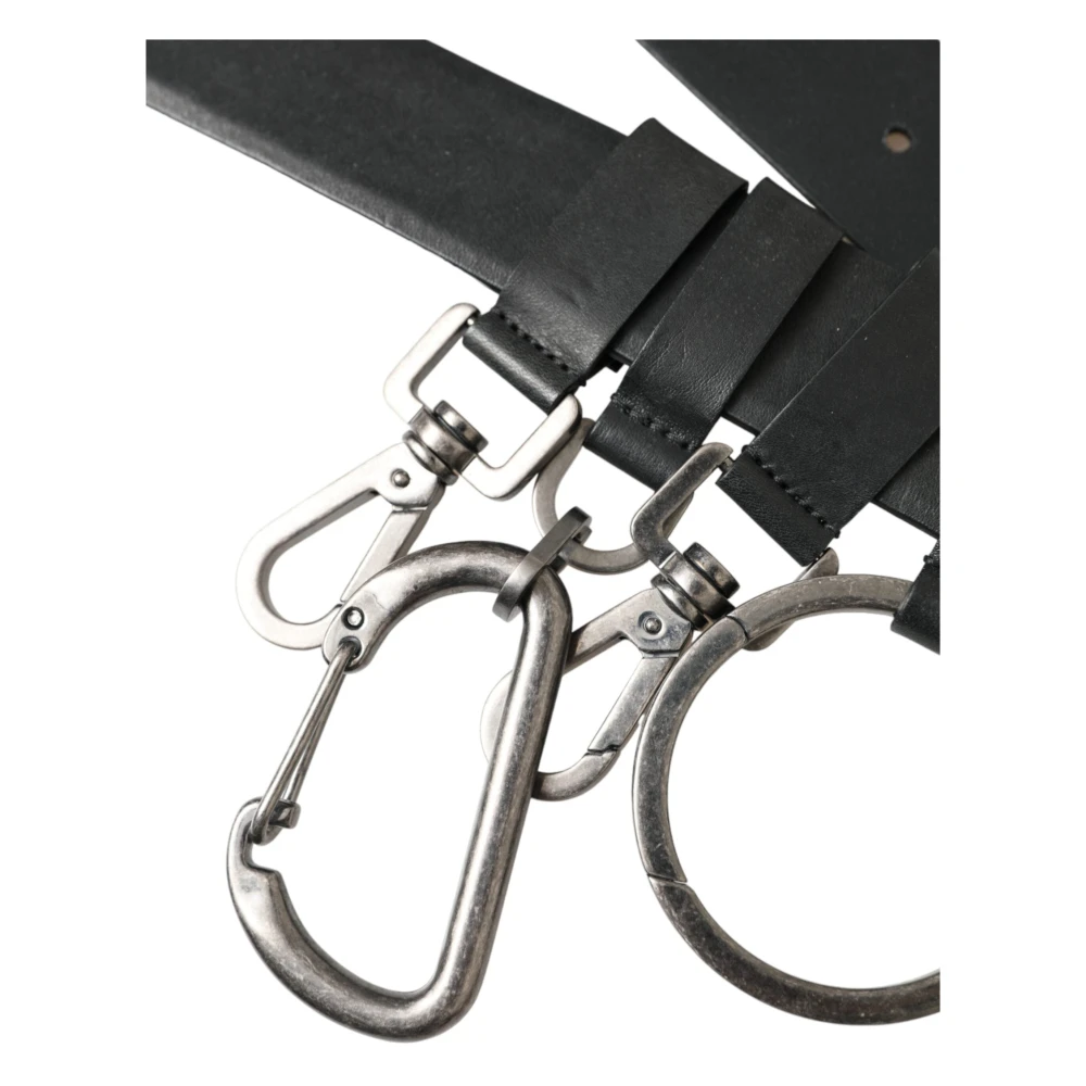 Dolce & Gabbana Zwart Leren Metalen Gesp Riem Black Heren