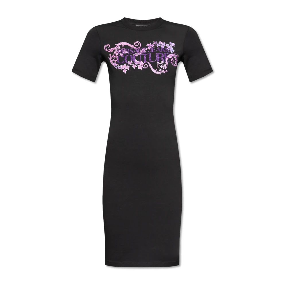 Versace Jeans Couture Jurk met logo Black Dames