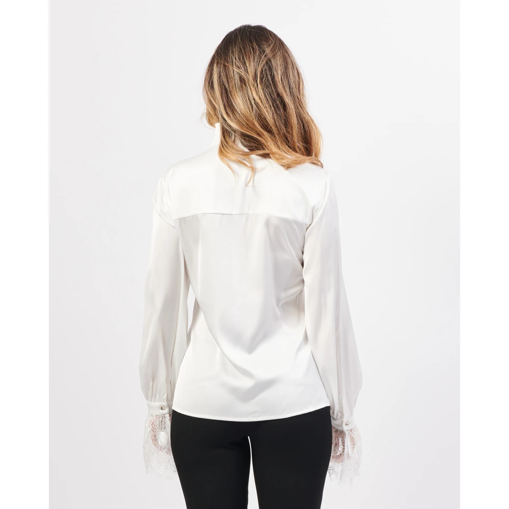 Fracomina Witte Kant Inzet Shirt White Dames
