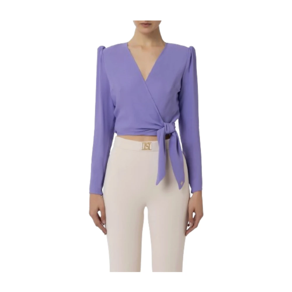 Elisabetta Franchi Elegante Crop Shirt Purple Dames