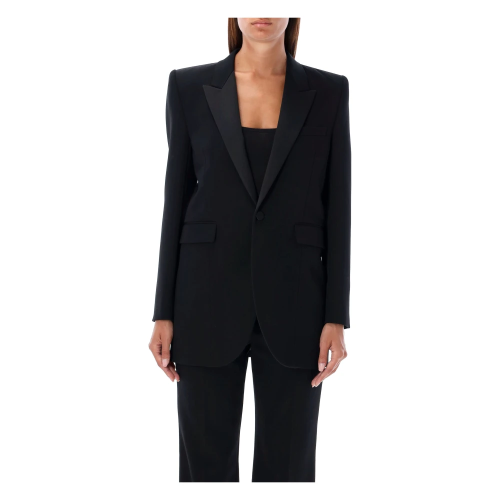 Saint Laurent Zwarte Smocking Blazer Jas Dameskleding Black Dames