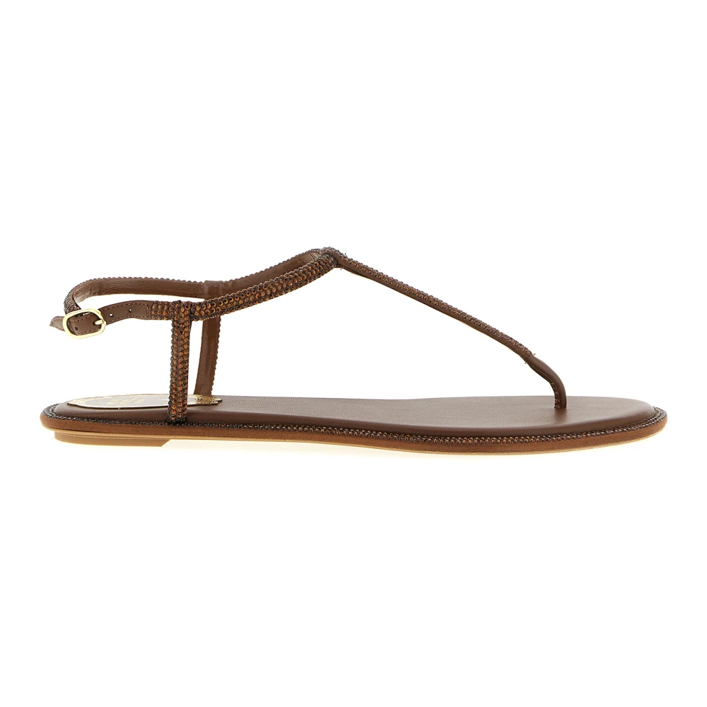 René Caovilla Brown Flat Sandals, Female, 8 Uk, Diana Flat Sandal