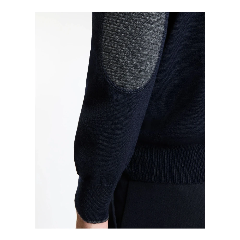 Fay Blauwe Wollen Trui met Patches Blue Heren