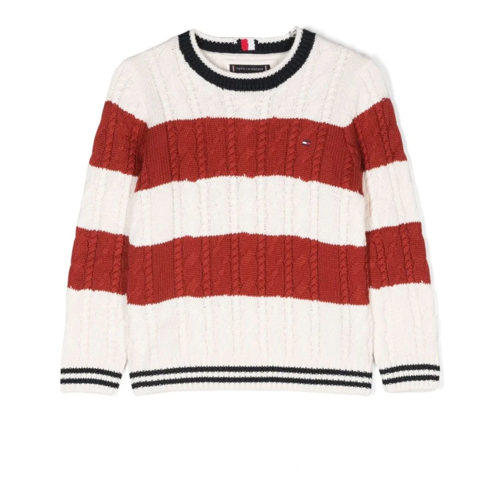 Tommy Hilfiger Randig Stickad Topp White, Unisex