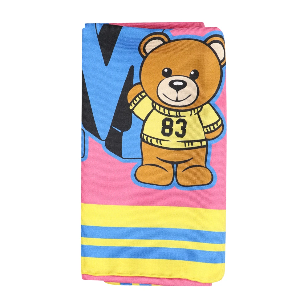 Moschino Lyxig Silkeschal med Teddy Bear Print Pink, Flicka