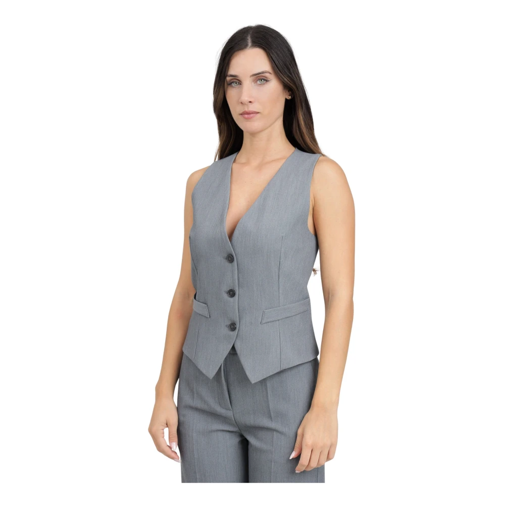 ViCOLO Grijze Damesvest Klassieke Stijl Gray Dames