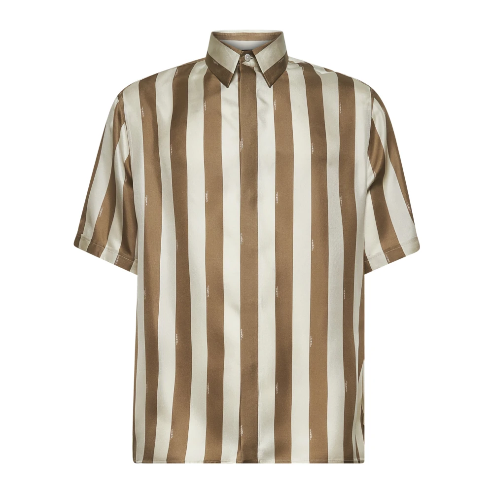 Fendi Men's Silk Striped Shirt With Italian Collar