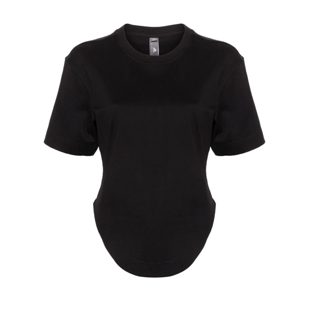 Adidas by stella mccartney Zwarte T-shirt van Biologisch Katoen met Logo Print Black Dames