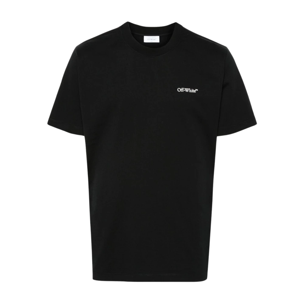 Off White Zwart Katoenen T-shirt met Logo Detail Black Heren