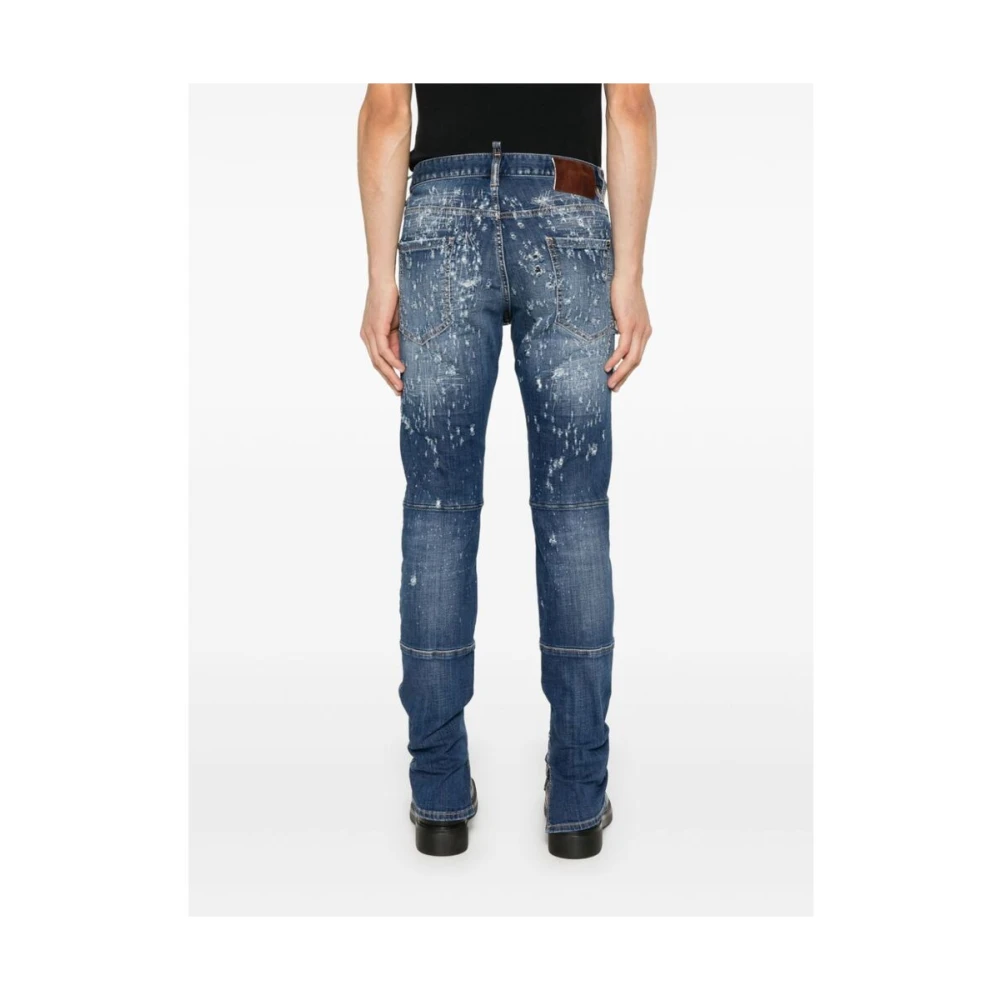 Dsquared2 Indigo Blauwe Distressed Skinny Jeans Blue Heren
