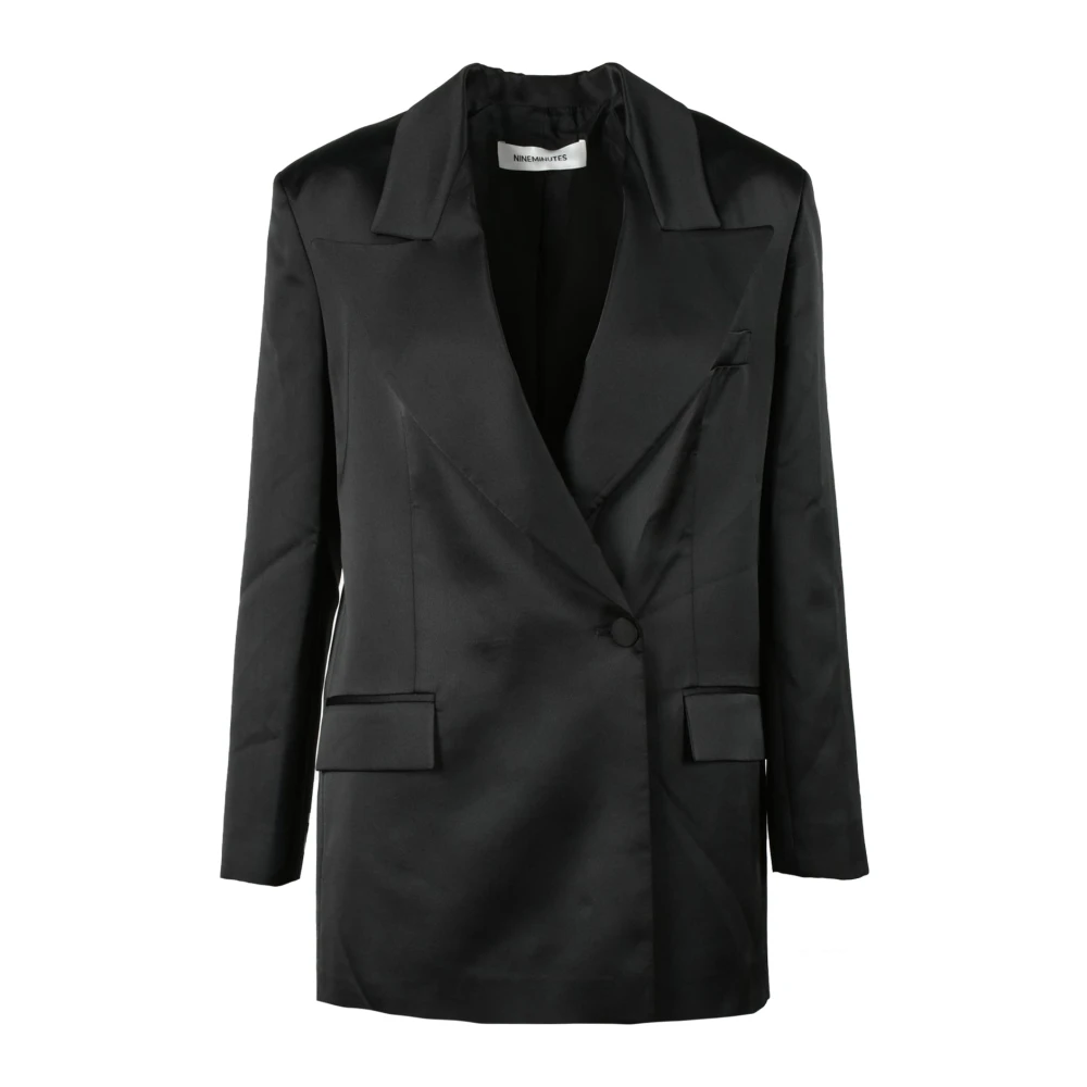 Nineminutes Stijlvolle Jas in Polyester Elastaan Mix Black Dames
