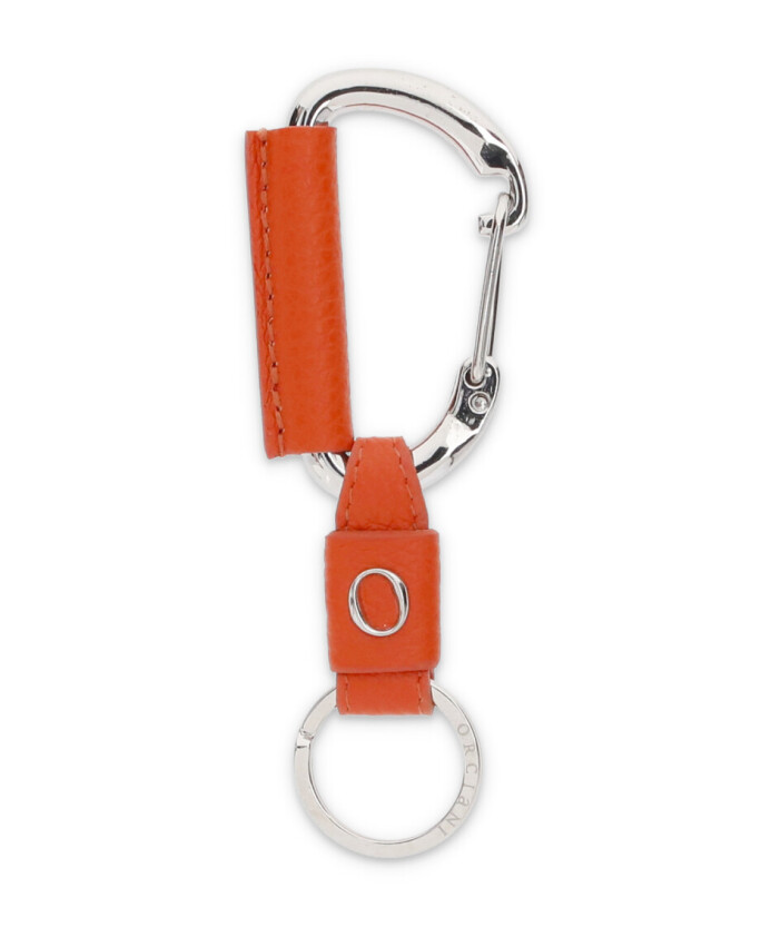 orange-leather-keychain-with-metal-logo