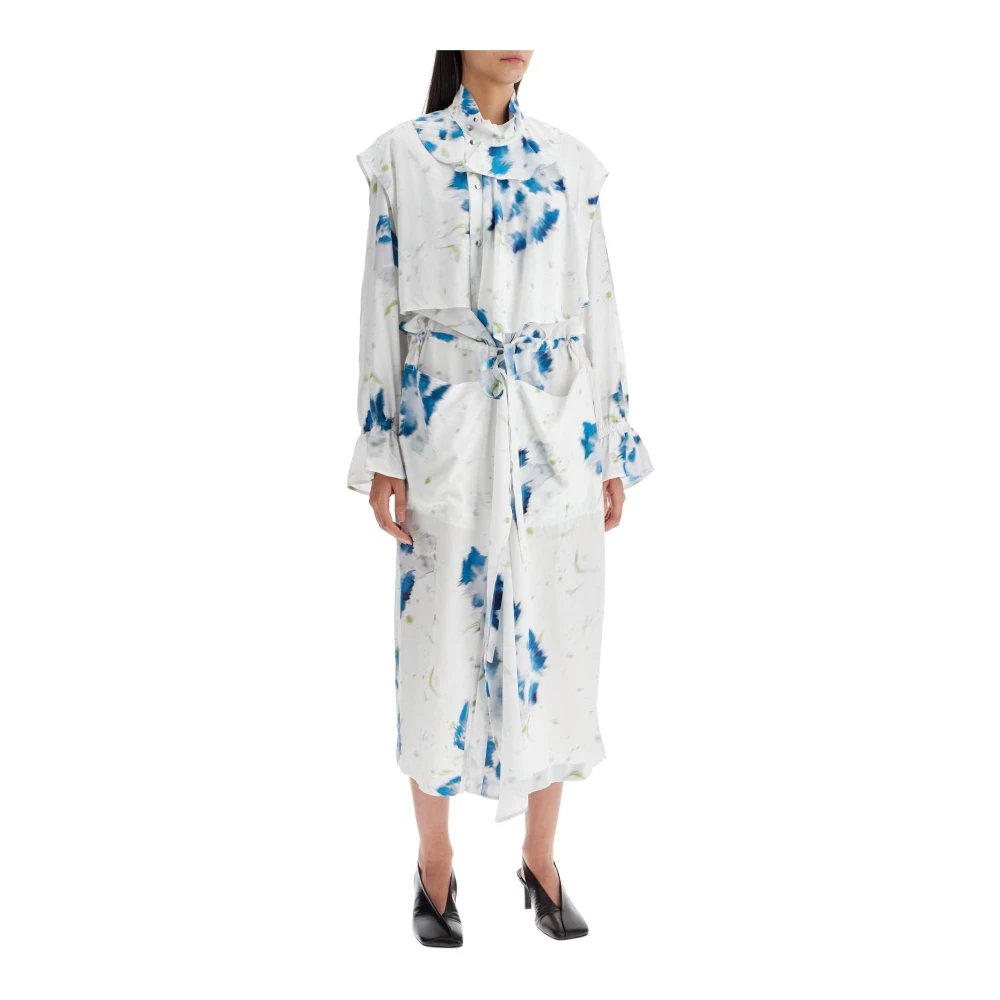 Lemaire Gedrukte Cape Stofjas Jurk Duster White Dames