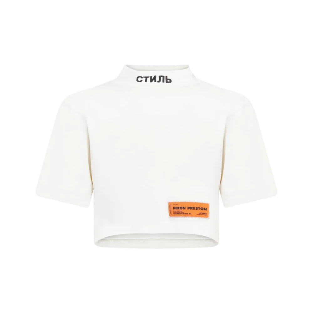 Heron Preston Ctnmb Logo Crop Turtleneck Tee White Dames