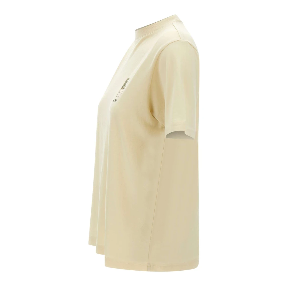 Autry Katoenen T-shirt met Logo Print Beige Dames