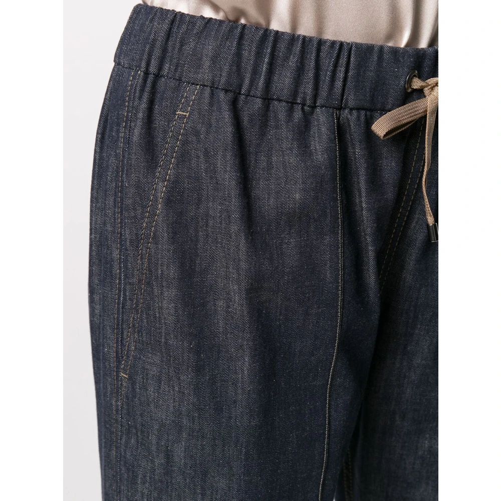 BRUNELLO CUCINELLI Gedempte Jeans met Elastische Taille Blue Dames