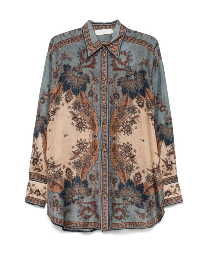 chemise-soie-multicolore-col-classique