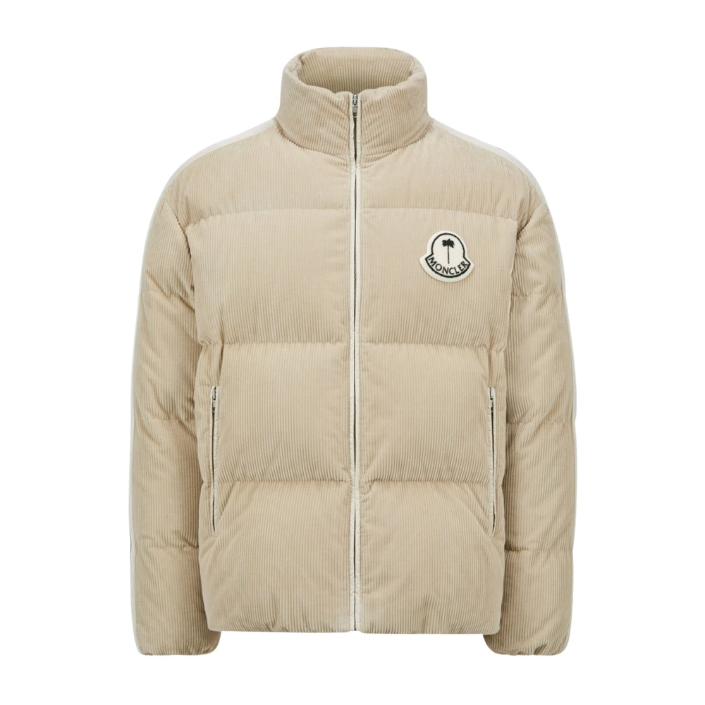 Moncler Kort dunjacka i bomullsväv Beige, Herr