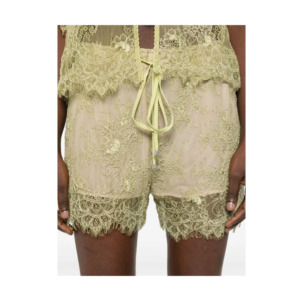 Blumarine Groene shorts met elastische trekkoord en geschulpte zoom Green Dames