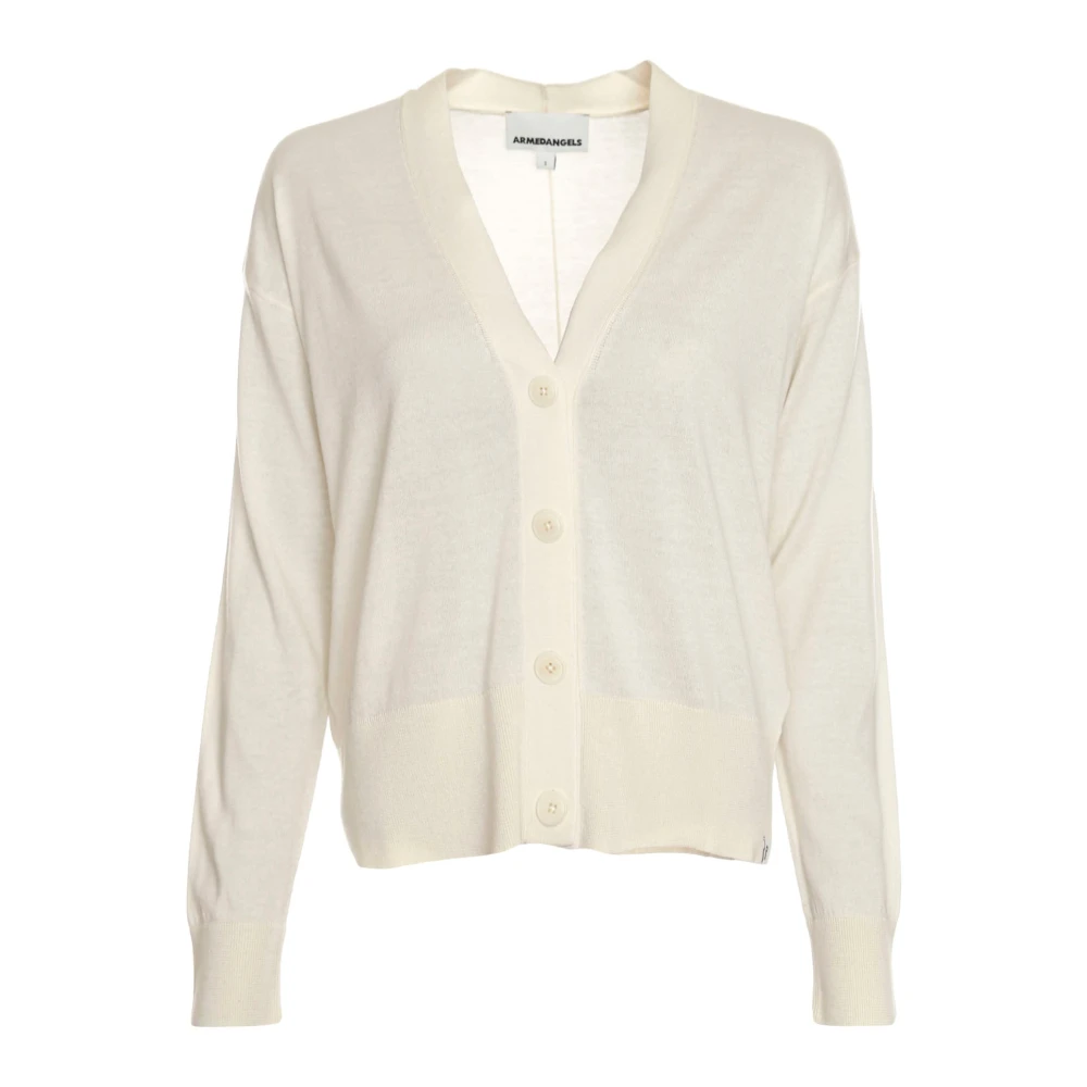 ARMEDANGELS V-hals Cardigan met Oversized Schouders White Dames