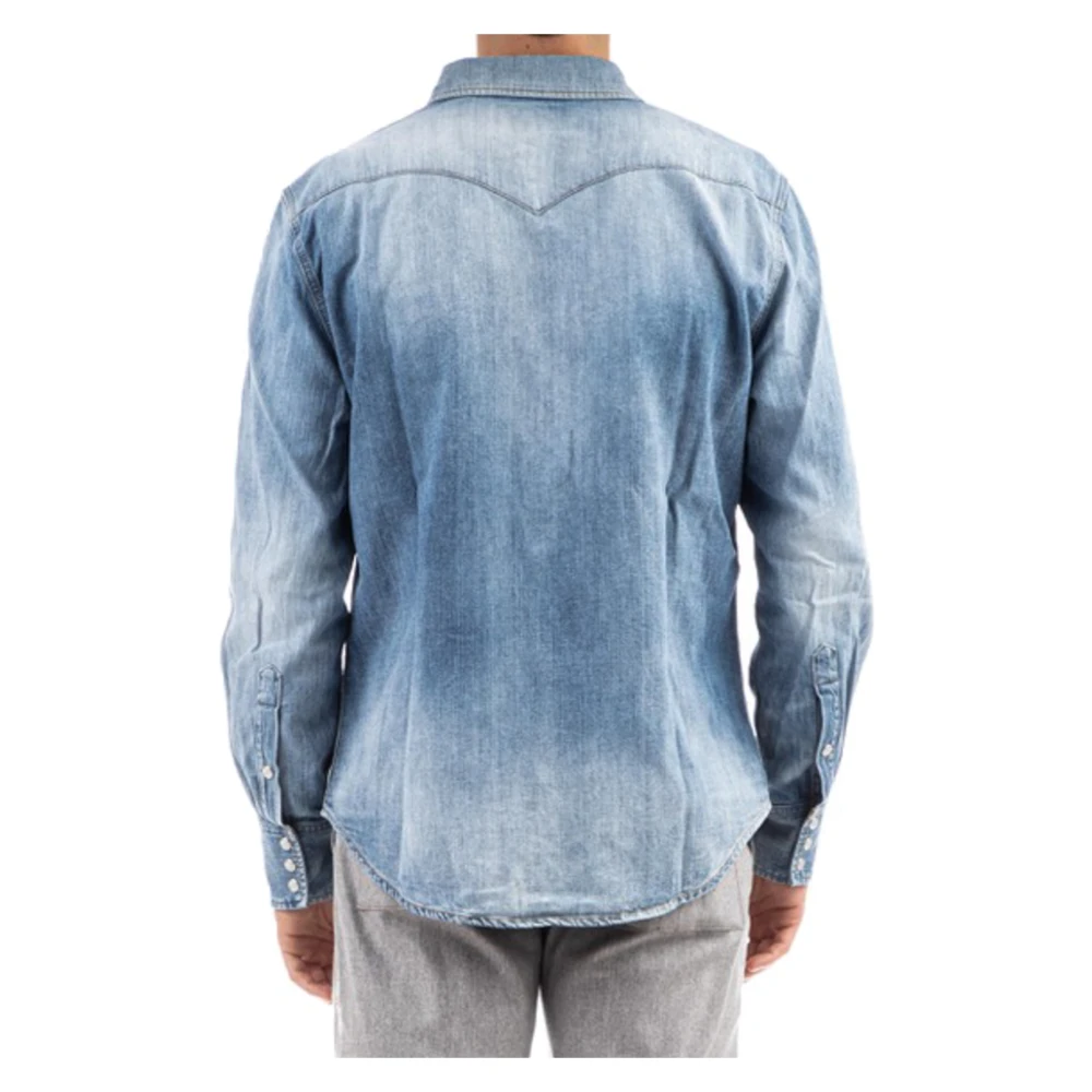 Eleventy Texaanse Stijl Denim Shirt Italië Gemaakt Blue Heren