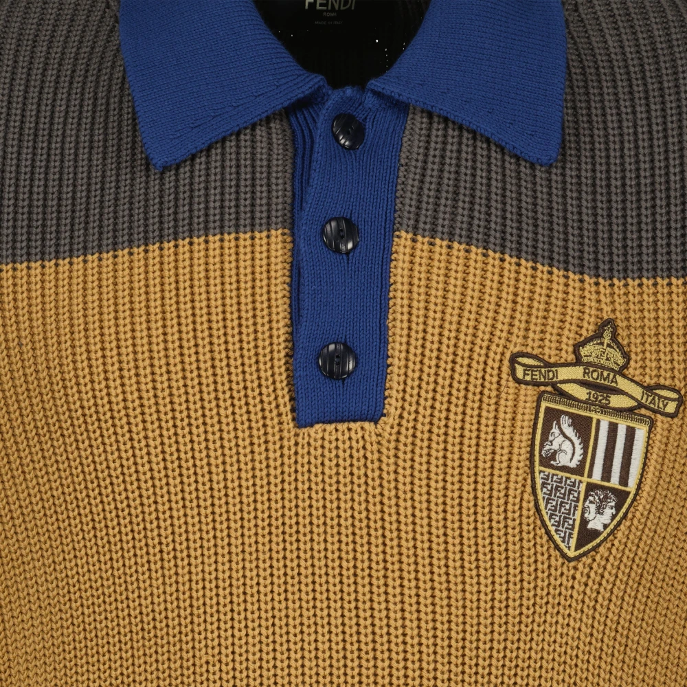 Fendi Geel en bruin mouwloos poloshirt Brown Heren