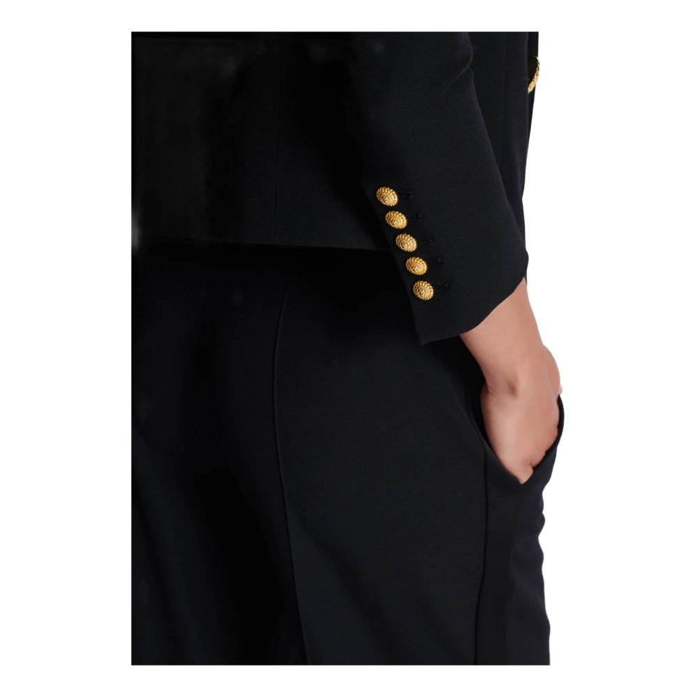 Balmain Geknipte grain de poudre rand-tot-rand jasje met 6 knopen Black Dames