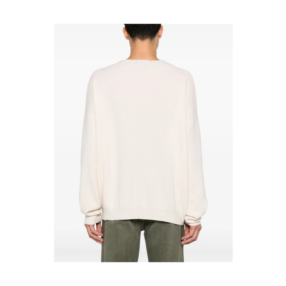 Fear Of God Witte Wafel Gebreide Henley Sweater Beige Heren