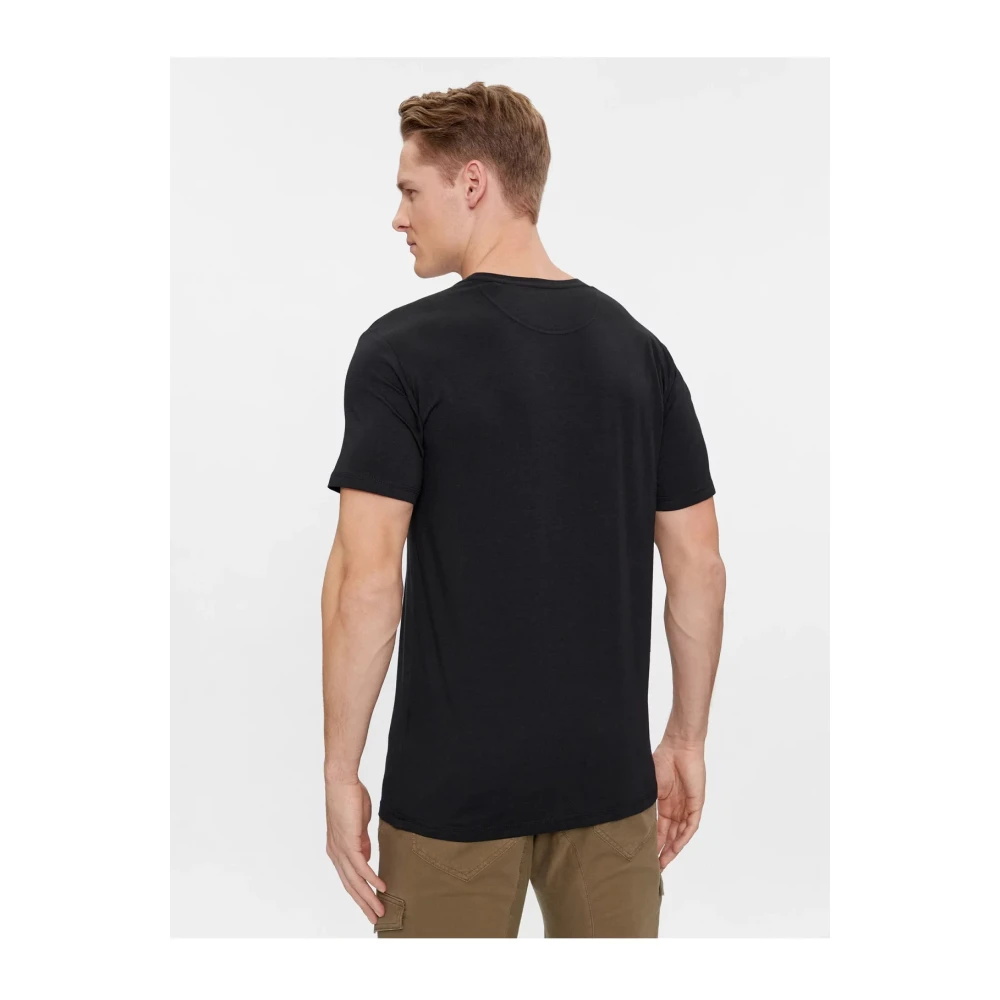 Guess Stretch katoenen T-shirt Zwart Ronde hals Korte mouw Black Heren