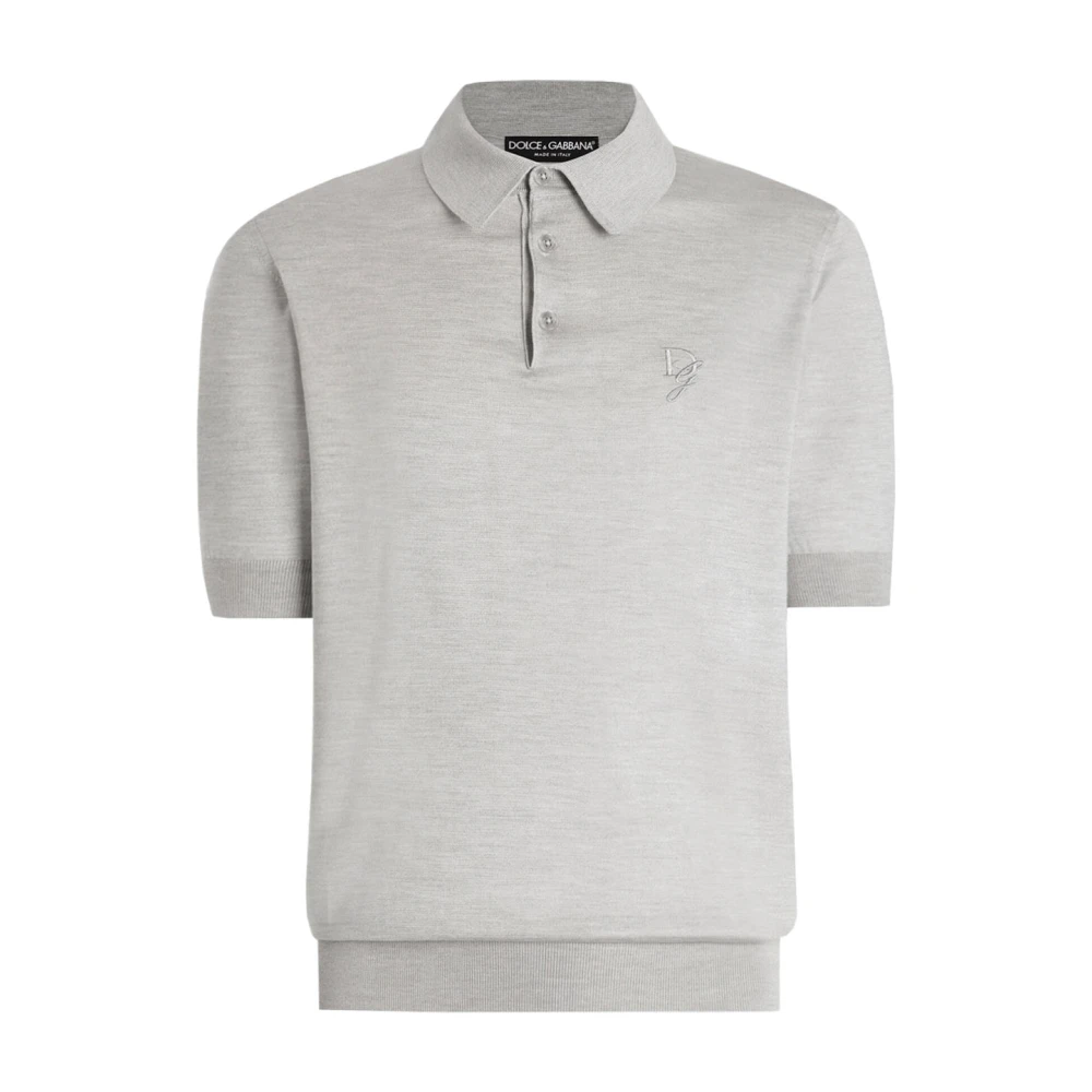 Dolce & Gabbana Men's Gray Polo Shirts, M, Stylish Knit Jumper