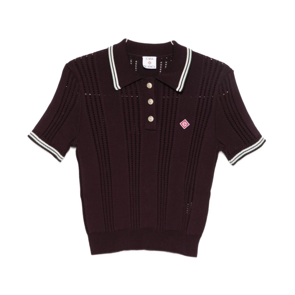 Casablanca Women's Purple Striped Polo Short Sleeve - Polo Shirts - M - Tops