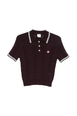 Randig Polo Lila Kort Ärm