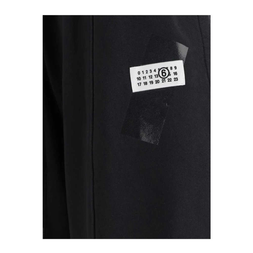 MM6 Maison Margiela Contrasterend Monogram Wide-Leg Sweatpants Black Dames