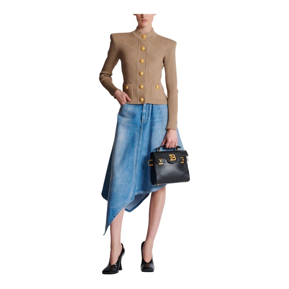 Balmain Gingham opengebreide vest Beige Dames
