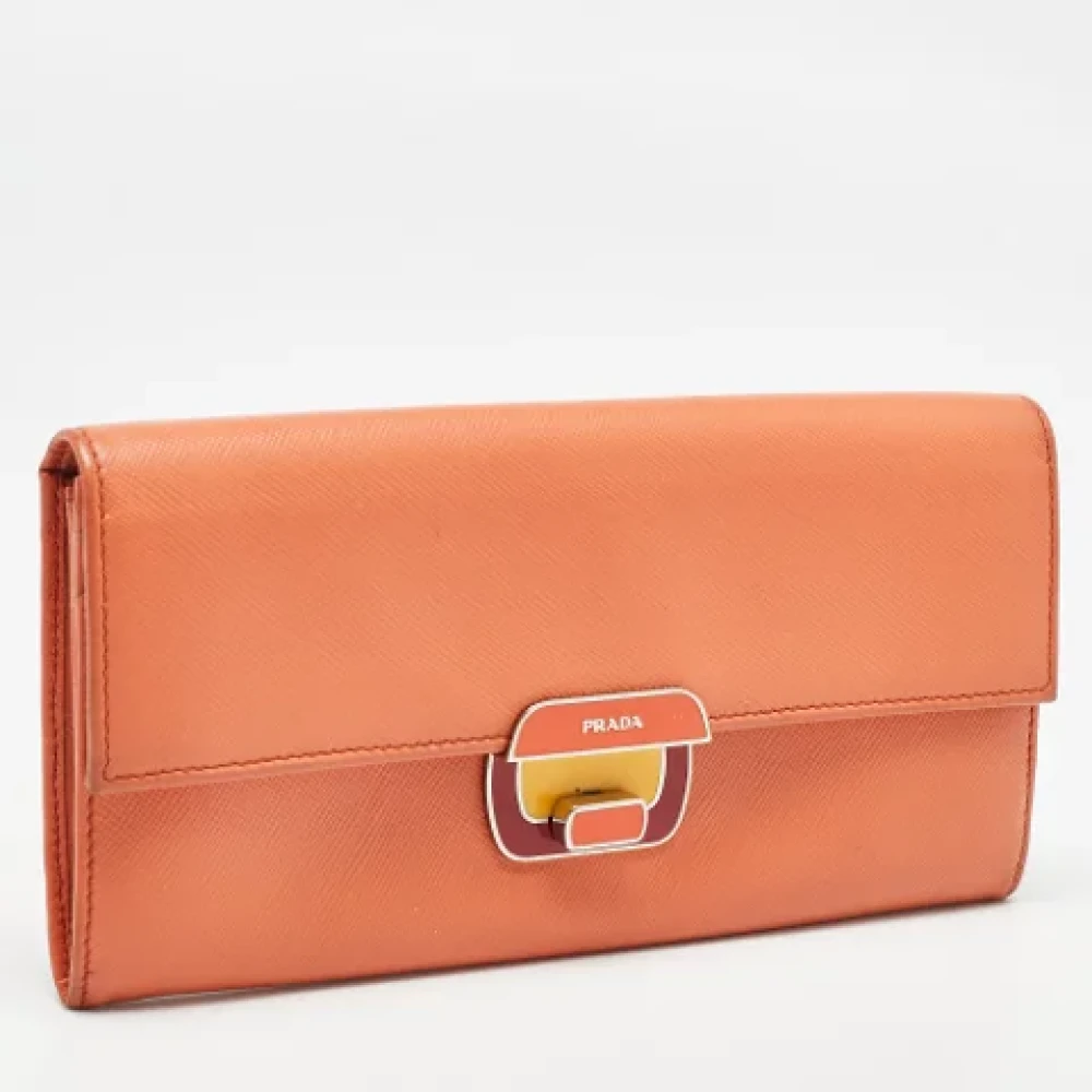 Prada Vintage Pre-owned Leather wallets Orange Dames