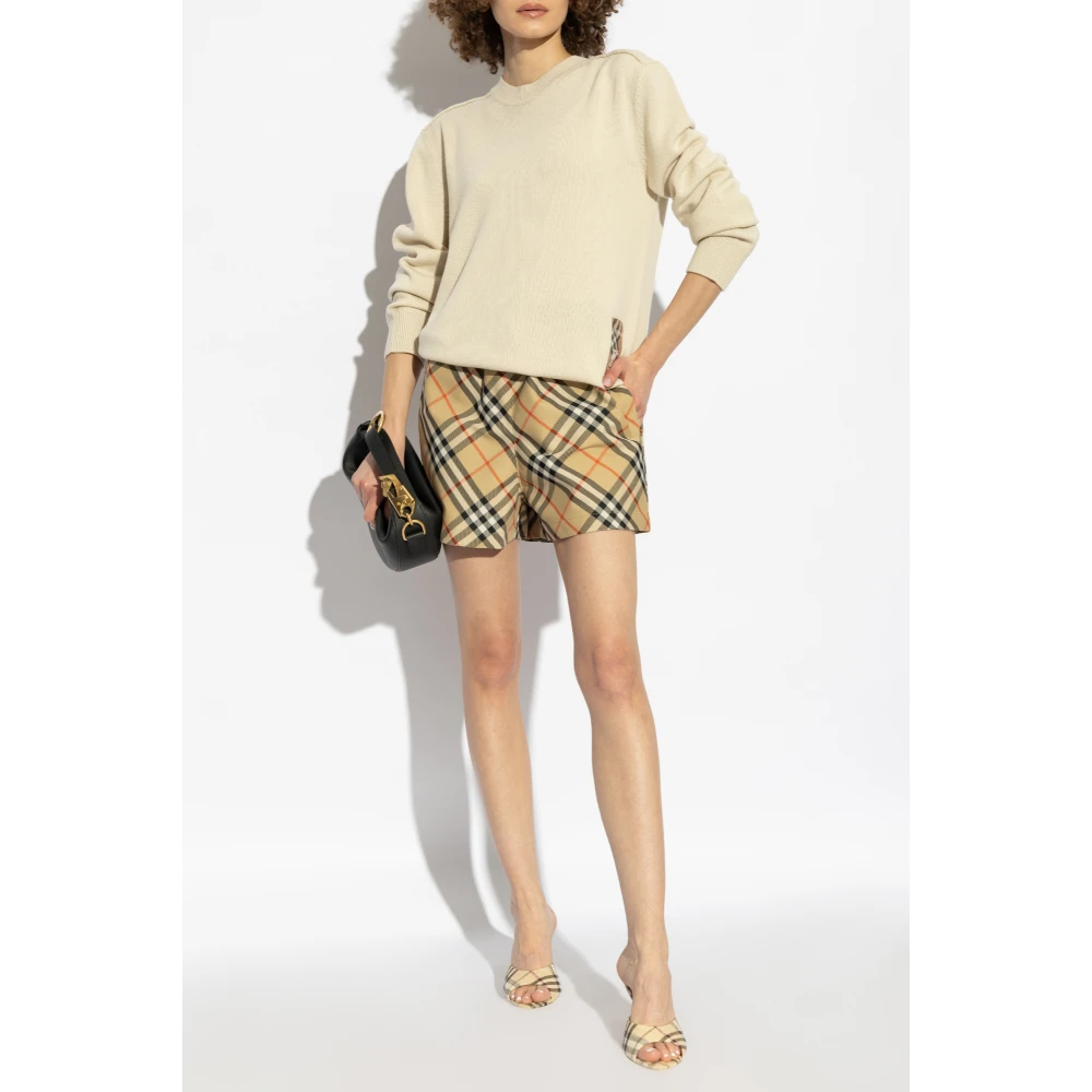 Burberry Shorts met ruitpatroon Beige Dames