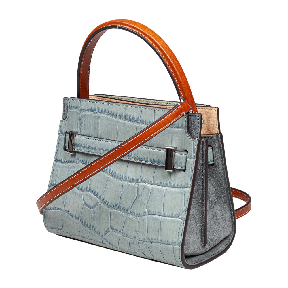 TORY BURCH Krokodillenprint Mini Leren Handtas Blue Dames
