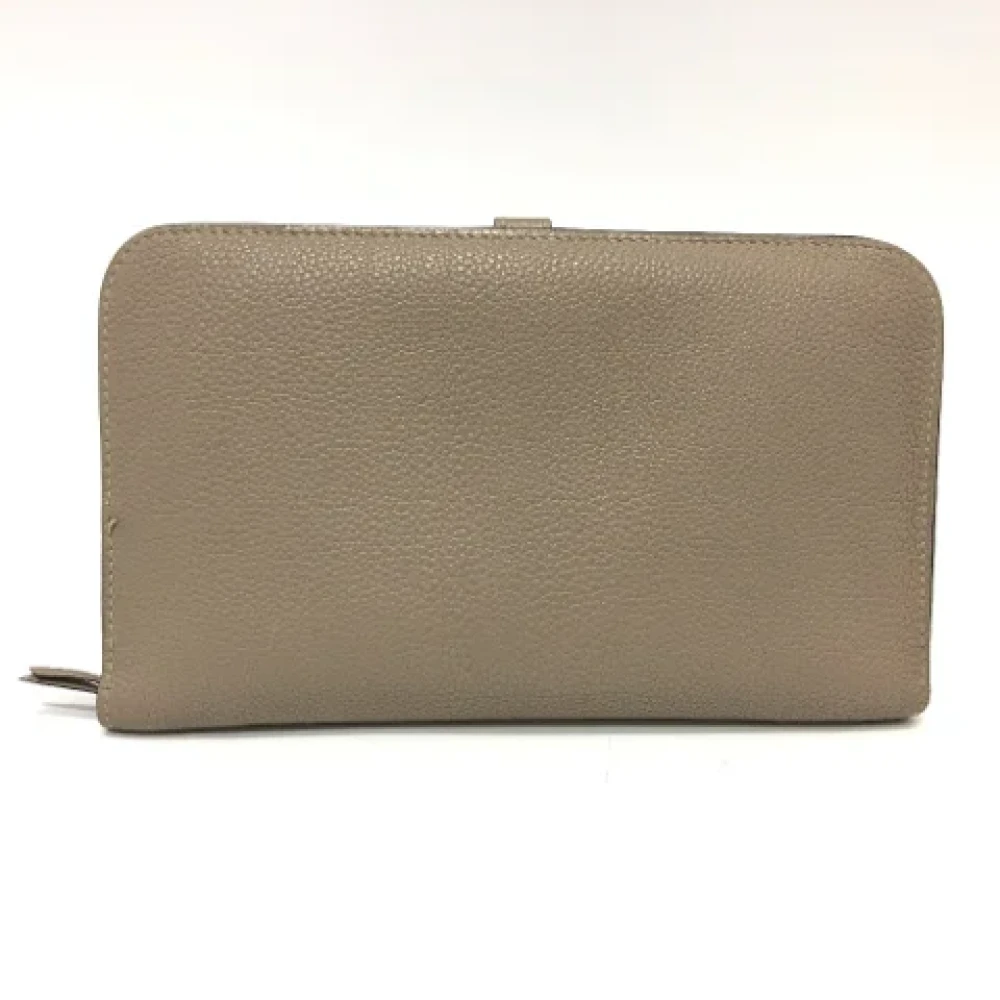 Hermès Vintage Pre-owned Leather wallets Beige Dames