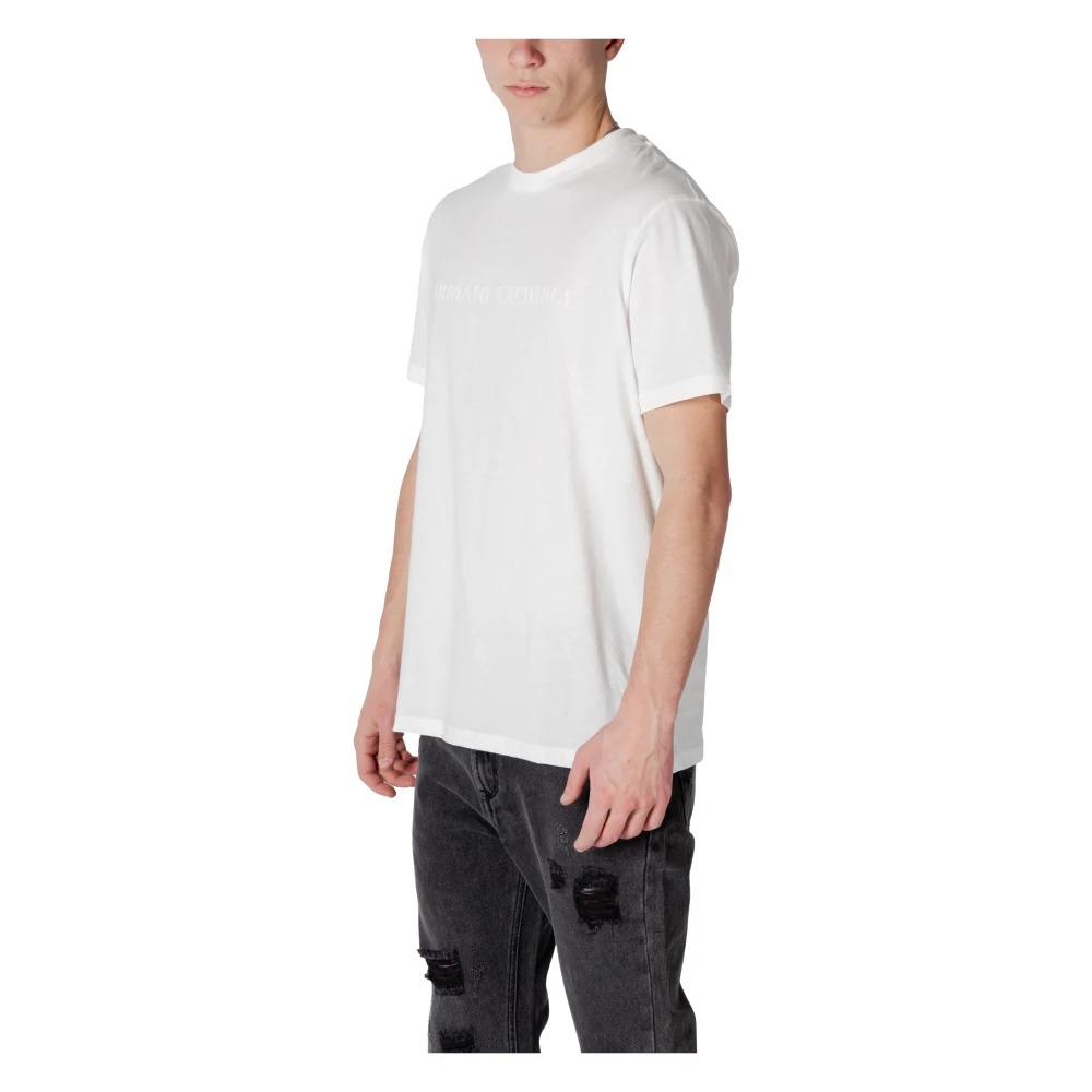 Armani Exchange Witte Katoenen T-shirt Ronde Hals White Heren