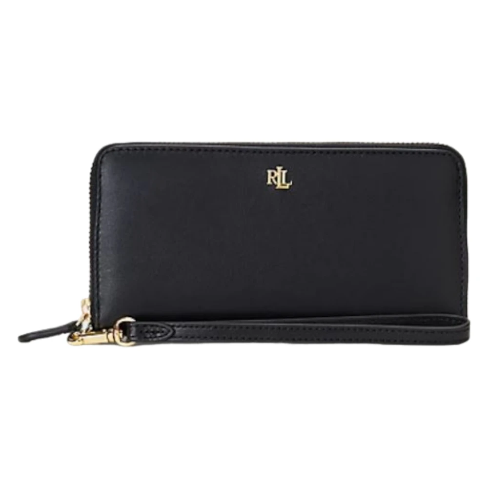 Ralph Lauren Zwarte leren portemonnee met rits Black Dames
