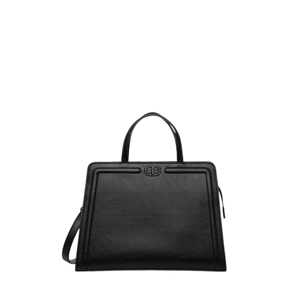 Twinset Zwarte Synthetisch Leren Middelgrote Tas Black Dames