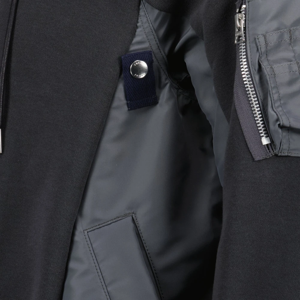 Sacai Nylon Katoen Zip Sweatshirt Wintercollectie Gray Heren