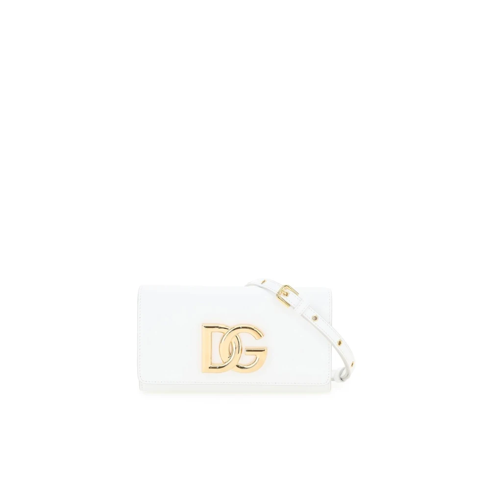 Dolce & Gabbana Leren Clutch met Metalen DG Logo White Dames